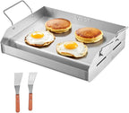 VEVOR Stainless Steel Griddle, 17x13 inch Universal Flat Top Rectangular Plate, Gas Grill Griddle for BBQ Grill, Teppanyaki, Portable Family Cookware with Handle, for Camping Tailgating Party