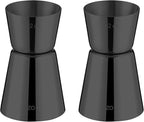 Briout Jigger for Bartending, 2 Pcs Double Cocktail Jigger Japanese Premium 304 Food Grade Stainless Steel Jigger 1 OZ 1/2 OZ, Flat Edge Black