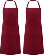 Syntus Apron for Men Women, Adjustable Cooking Kitchen Chef Aprons with 2 Pockets, Cotton/Polycotton/Polyester