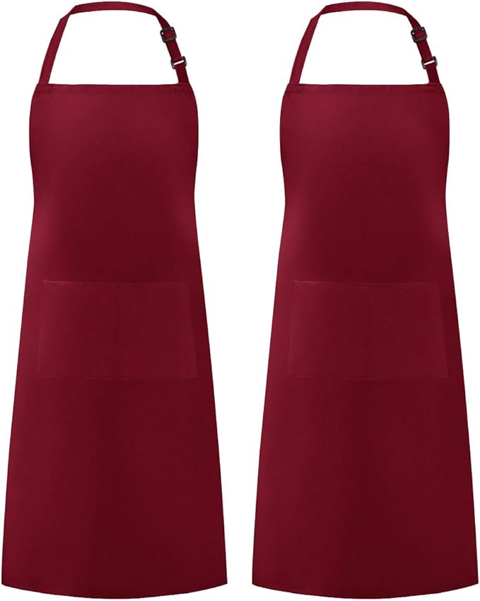 Syntus Apron for Men Women, Adjustable Cooking Kitchen Chef Aprons with 2 Pockets, Cotton/Polycotton/Polyester