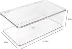 Isaac Jacobs Medium Stackable Organizer Bin (10.75”x6.5”x3.7”) w/ Hinged Lid, Clear Storage Box, Home, Office, School, Fridge, Bathroom, Kitchen, Pantry Container, BPA-Free, Food Safe (Medium, Clear)