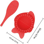Mobestech Dumplings Maker Tools Set with 4 Red Plastic Dumpling Molds and Spoons Kitchen Gadget for Family Cooking