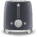 Smeg 50's Style Retro Aesthetic 2 Slice Toaster 6 Presets Extra Wide Slots Grey, TSF01GRUS