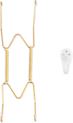 Plate Hangers for The Wall, Suitable for 8-10 inch Decorative Plate, Stainless Steel Wire Plate Holder with Wall Hooks and Rubber tip Protectors, Plate Hangers for Displaying Plates, Platter, Gold