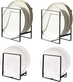 4 Pack Kitchen Plate Holder Organizer for Cabinet Space Saver, Kitchen Dish Storage Drying Racks, Metal Upright Dish Stand for Counter Cupboard (Black)