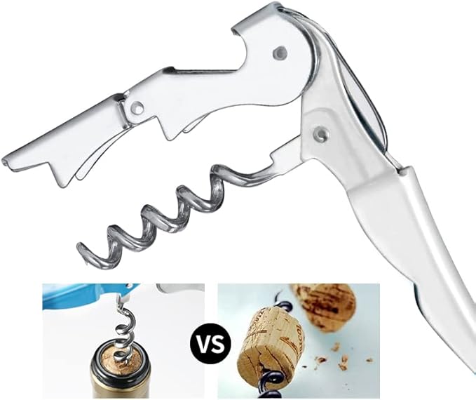 Professional Waiter Corkscrew Wine Openers Set(2PCS), Heavy Duty Stainless Steel Hinges Wine Key for Restaurant Waiters, Sommelier, Bartenders