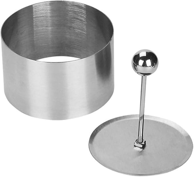 POPETPOP Round Stainless Steel Cake Rings: Round Food Molding Set - Mousse Cake Ring Mold with Press Set for Home Cooking And Baking S
