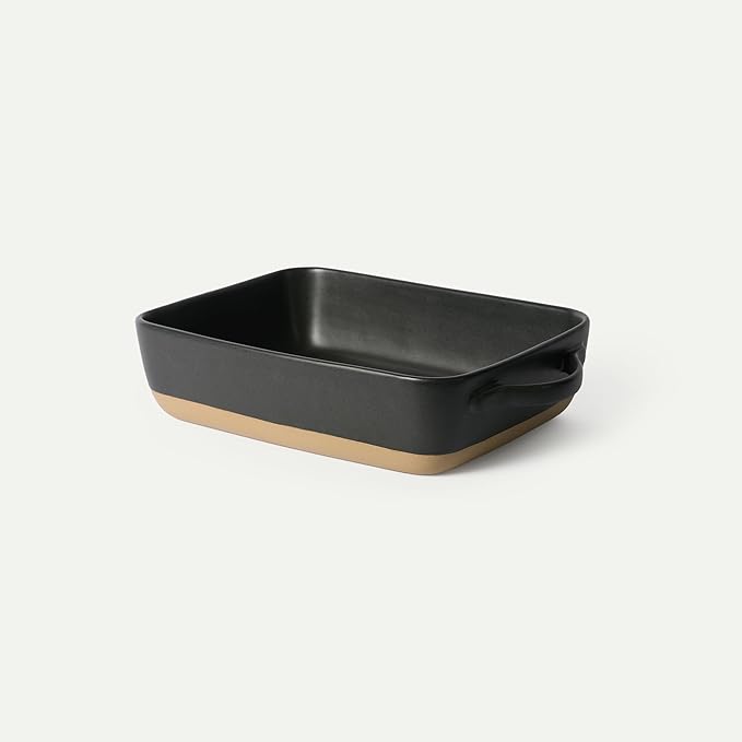 Mora Ceramic Baking Dish with Handles For Casserole, Lasagna, Gratin, Broiling, Roasting, and Baking. Large 9x13 in Pan, Extra Deep - Porcelain Serving Bakeware from Oven to Table. Freezer Safe - Liquorice