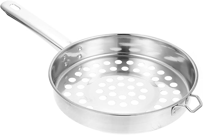 SHOWERORO Stainless Steel Flat Bottom Large Hole Strainer Spoon for Hot Pot Frying Cooking Dumplings 14.56X8.07X1.85 Inch Kitchen Colander with Mesh Filter