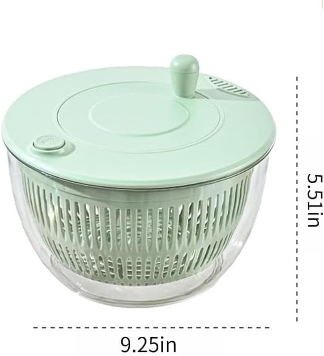 Salad Spinner Chopper Large with 5 Blades Slicer, Vegetables Fruits Wash Bowl, Lettuce Spinner and Dryer, Egg Yolk Strainer Slicer Shredder for Kitchen Colander, 5.3 Qt, Green