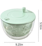 Salad Spinner Chopper Large with 5 Blades Slicer, Vegetables Fruits Wash Bowl, Lettuce Spinner and Dryer, Egg Yolk Strainer Slicer Shredder for Kitchen Colander, 5.3 Qt, Green