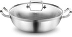 Delarlo Tri-Ply Stainless Steel Hot Pot 14 inch Everyday pan With lid, Everything Pan, Durable Deep Saute Pan, 7QT Induction Cooking Pot,Woks & Stir-Fry Pans Oven Safe Stock Pot