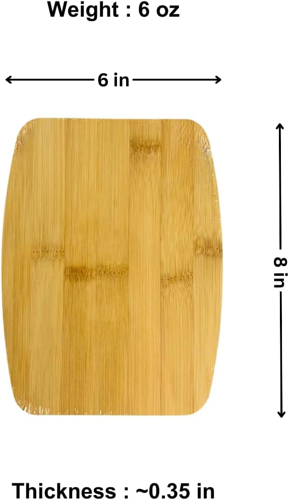 Set of 24, Bulk Mini Bamboo Cutting Boards – Thin 8x6" Blank Wood Serving Tray, Charcuterie Platter, Hot Mat for Engraving, Personalized DIY Crafts, Wedding Gift, Rustic Table Decor, Wall Art