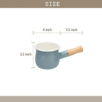 Enamel Milk Pot, Butter Warmer Non-stick Mini Saucepan, 4 Inch 17 Oz Small Cookware with Wooden Handle(Sky Blue)