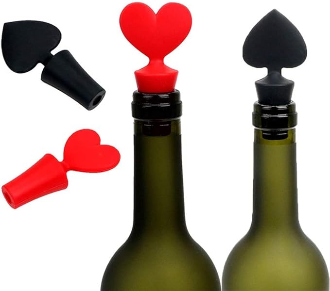 4 PCS Poker Card Silicone Bottle Stoppers Bar Wine Tools Wine Beverage Bottle Stoppers for Travel Theme Baby Shower Bridal Shower Party Supplies Engagement Wedding Gift