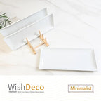 WishDeco Serving Platters Set of 3, Large Serving Trays 14 inch, White Serving Plates, Ceramic Rectangle Plate, Long Platter for Cake, Sushi, Steak, Dessert, Buffet