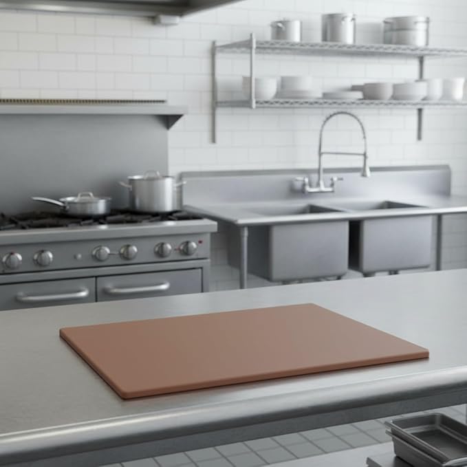 TrueCraftware- 24" X 18" X 1/2” Cutting Board for Kitchen Brown Color Plastic- Plastic Commercial Chopping Board Anti Slip Surface Chopping Food Cutting Mat for Meat Vegetables Dishwasher Safe
