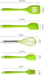Silicone Baking Utensil Set 5pcs Egg Whisk and Spatula, Green Food-grade Non-stick Cooking Tools for Kitchen Baking and Cooking