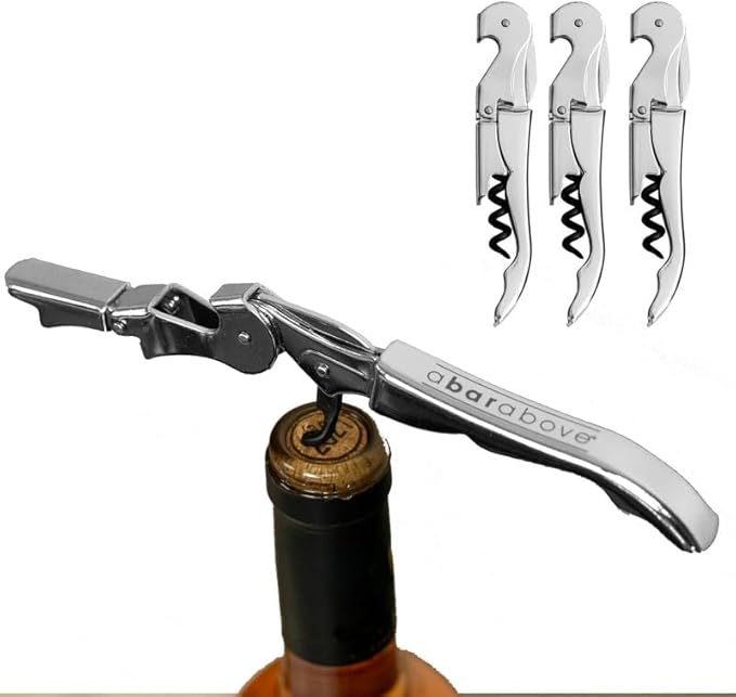A Bar Above Manual Wine Bottle Opener and Corkscrew Wine Key with Foil Cutter and Bottle Cap Remover, Professional Waiters Corkscrew for Servers, Bartenders, and Home Use