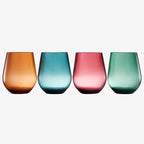 Tritan BPA-Free Plastic Shatterproof Stemless Wine Glasses, - 4 Set - Acrylic Glass Drinkware, Unbreakable Colored, Reusable, Dishwasher Safe, All Purpose Glassware 15oz - Tumblers, Indoor and Outdoor