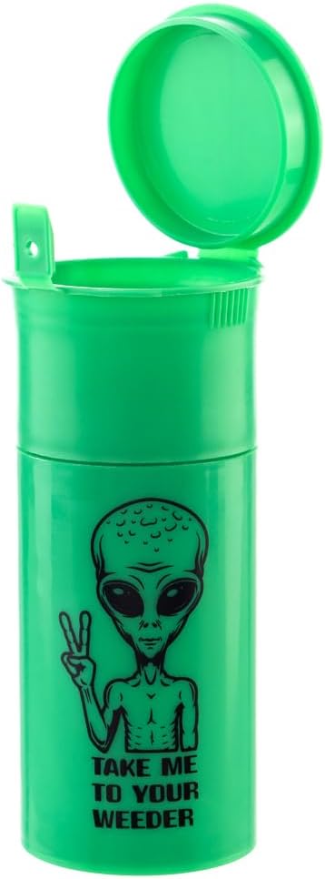 EZ SPLITZ Cap & Crusher - 2-in-1 Herb Grinder with Extra Large Storage - Pop Art Edition (Green)