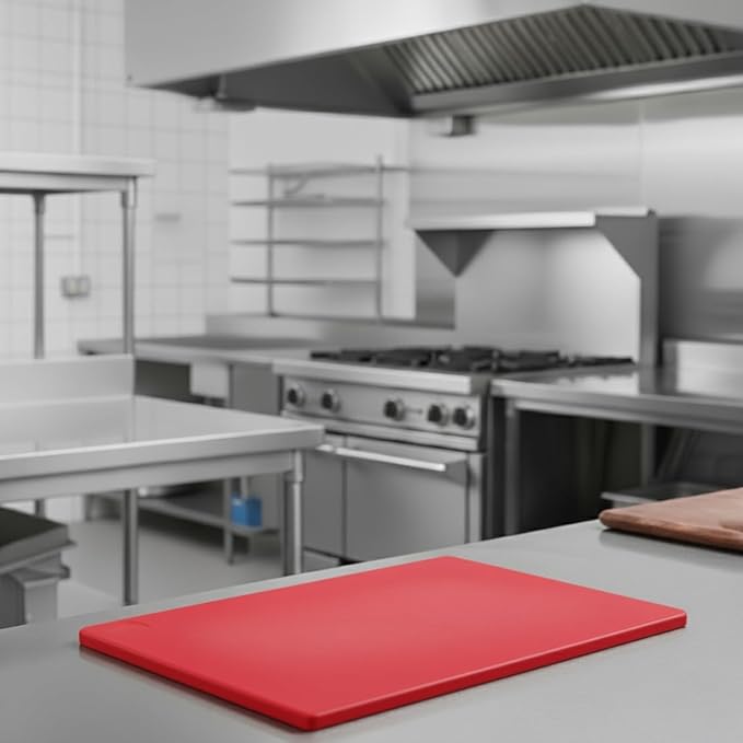 TrueCraftware- 18" X 12" X 1/2” Cutting Board for Kitchen Red Color Plastic- Color Coded Durable Kitchen Cutting Board Chopping Board Non Slip Cutting Mat for Meat Vegetables Dishwasher Safe