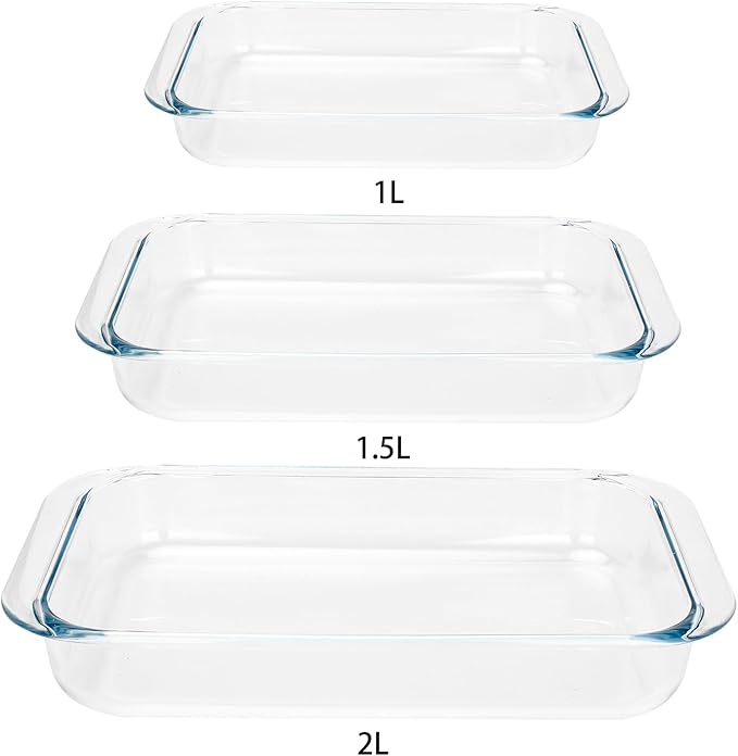 1.5-Quart Tempered Glass Oblong Baking Dishes, Set of 2