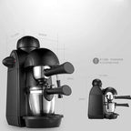 5Bar Coffee and Cappuccino Machine Milk Frother Espresso Maker with Steamer Black