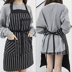 NLUS 2 Pack Kitchen Cooking Aprons, Adjustable Bib Soft Chef Apron with 3 Pockets for Men Women (Umber/Black)