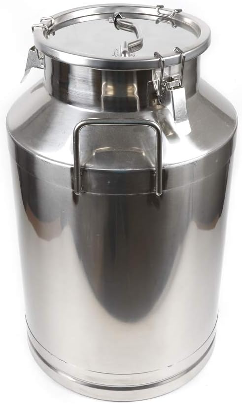 304 Stainless Steel Milk Can Large 12L-60L Capacity Milk Bucket Ice Buckets Bar Tools Wine Pail Bucket Milk Can Tote Jug with Sealed Lid Heavy Duty for Milk and Wine Liquid Storage (60L)