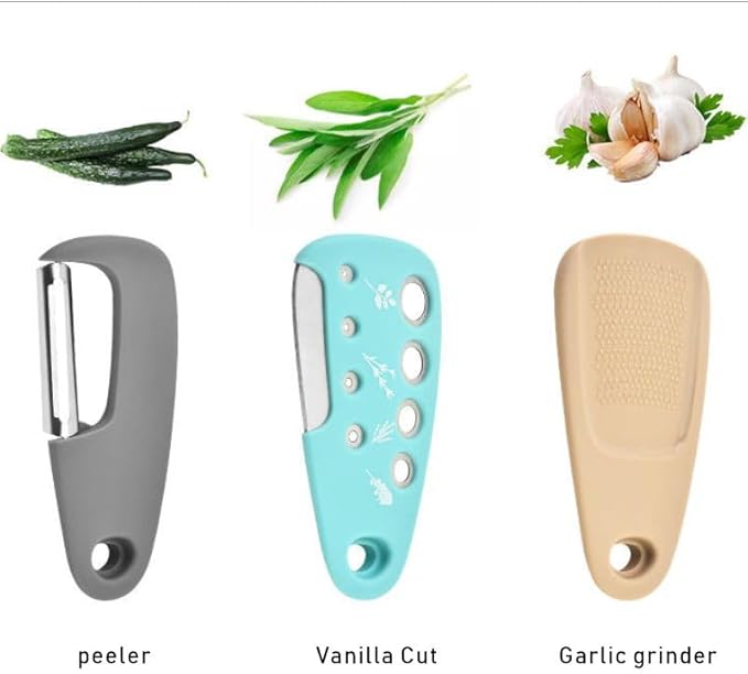 6-Piece Kitchen Gadget Set, Multi-Function Tools with Grater, Peeler, Pizza Cutter, Herb Stripper, Bottle Opener