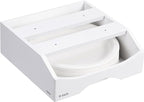 9-inch Paper Plate Dispenser Under Cabinet, Bamboo Paper Plate Holders, Kitchen Counter Vertical Plate Dispensers Holders Countertop Caddy(For 9-inch Plates, White)
