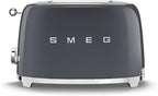 Smeg 50's Style Retro Aesthetic 2 Slice Toaster 6 Presets Extra Wide Slots Grey, TSF01GRUS