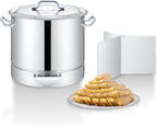 Concord Stainless Steel Tamales Steamer Pot. Mi Abuela Series with Exterior Water Refill Spout, Divider, and Removable Steamer Rack (20 Quart)