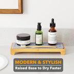 SpaceAid DryingNeat Instant Dry Sink Caddy Organizers, Kitchen Sponge Soap Holder Dispenser, Countertop Fast Drying Counter Tray Rack (Bamboo, Gray)