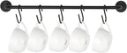 Mkono Mug Holder Wall Mounted Coffee Cup Rack Hanger Modern Metal with 5 Mug Hooks Rustic Utensil Tea Cups Storage Organizer for Kitchen Dining Room Coffee Bar,Black