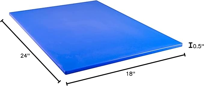 TrueCraftware- 24" X 18" X 1/2” Cutting Board for Kitchen Blue Color Plastic- Plastic Commercial Chopping Board Anti Slip Surface Chopping Food Cutting Mat for Meat Vegetables Dishwasher Safe