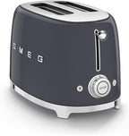 Smeg 50's Style Retro Aesthetic 2 Slice Toaster 6 Presets Extra Wide Slots Grey, TSF01GRUS