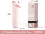POWCAN 26 oz Insulated Water Bottle with 2-in-1 Straw and Spout Lid, Keep Cold 24H, Leak-Proof, Fits in Car Cup Holder, Stainless Steel Water Bottle for Sports, Travel, and School (Bow Down to Cherry)