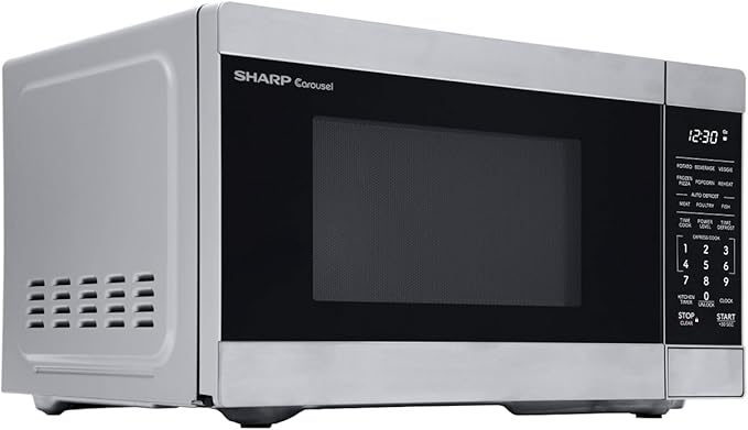 SHARP Compact Countertop Microwave Oven with Removable 10" Carousel Turntable, 700 Watt, 0.7 Cubic Feet, Stainless Steel