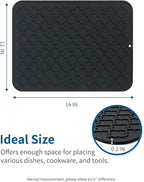 AMOAMI-Dish Drying Mats for Kitchen Counter-Silicone Dish Drying Mat-Kitchen Dish Drying Pad Heat Resistant Mat-Kitchen Gadgets Kitchen Accessories Kitchen Small Appliances(12" x 16", BLACK)