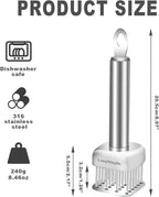 LANGMINGDE 18/10 Stainless Steel Meat Tenderizer Tool, 24 Sharp Needles for Tenderizing Steak Chicken Pork Veal Barbecue Marinating