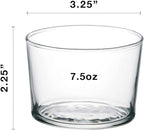 Bormioli Rocco Bodega Mini Tumblers, Set of 6-7.5 Oz Clear Tempered Glass Cups for Water, Wine, Juice & Cocktails - Stackable Small Drinking Glassware for Kitchen & Bar Use