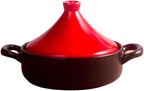 Moroccan Tagine Cooking Pot Cast Iron Enamel Stew Casserole Slow Cooker With Anti-Scalding Handles(Color:Red)