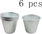 6 Packs Popover Pan， Large Individual Muffin Mold, Aluminium Pudding Cup, Chocolate Molten Mould, Raspberry Souffle Baking Maker, Brownie Tumbler -for Pie, Egg Tart, Cake (Size 3.4"x 3.2")