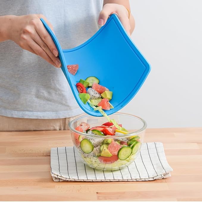 Liflicon Thick Silicone Cutting Board 12.6'' x 9.1'' Foldable & Flexible Design Juice Grooves Easy Grip Handle Dishwasher Safe-Blue