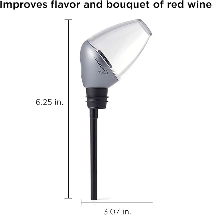 Rabbit Wine Aerator and Pourer, 7-Inch, Silver/Black/Clear