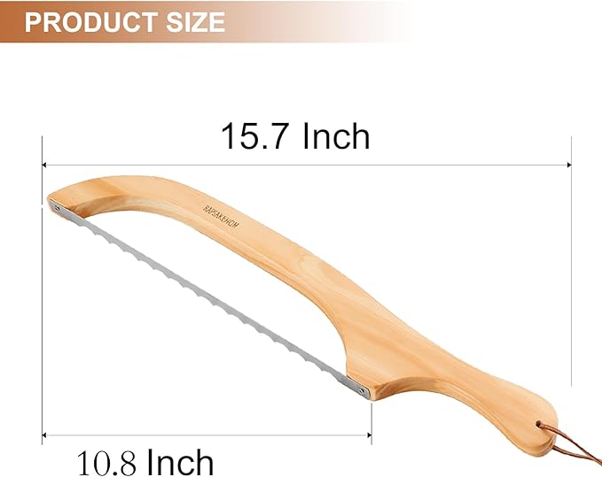 RAPSAKEMOH Sourdough bread knife, Bread slicer for homemade bread,15.7" Serrated, Bow Design, Easy Cutting, Suitable for More Foods