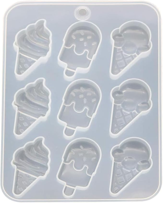 White Cake Mold, Ice Cream Popsicle Cute Food Keychain Pendant Silicone Resin Mold Jewelry Tools，Jewelry Boxes and Organizers，Ice Pop Molds Specialty Tools and Gadgets
