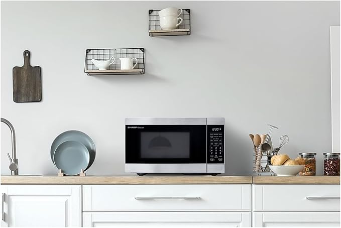 SHARP Compact Countertop Microwave Oven with Removable 10" Carousel Turntable, 700 Watt, 0.7 Cubic Feet, Stainless Steel
